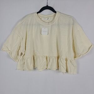 NWT Altar’d State Women's Babydoll Ruffle Ivory Ruffle Tip Sz L